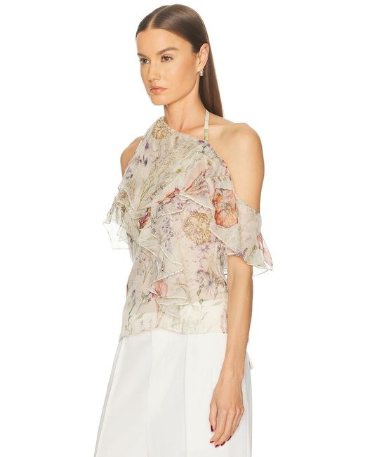 McQueen White Halter Neck Ruffle Top