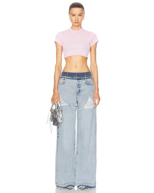 Alexander Wang White Cropped Short Sleeve Top