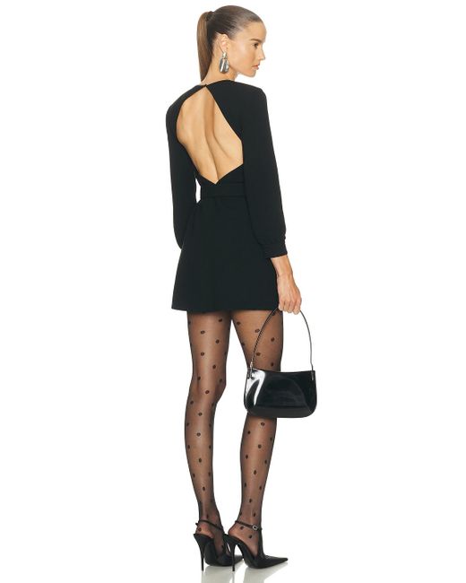 saint laurent black mini dress Saint Laurent Keyhole Mini Dress Black Satin Size 38 Short Sleeve Shif –  Celebrity Owned