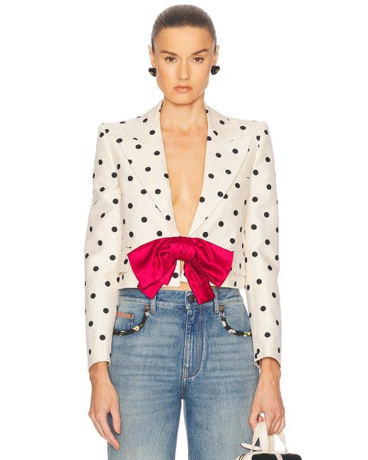 Valentino Red Pattern Crop Jacket