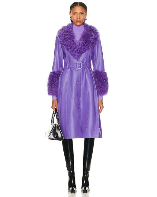 Saks Potts Purple Foxy Shearling Coat