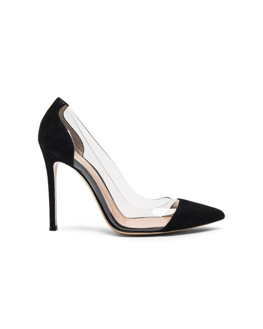 Gianvito Rossi Plexi Suede Pumps in Black Lyst