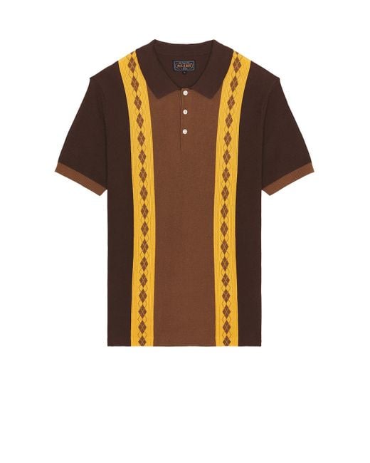 Beams Plus Orange Knit Polo Stripe Argyle for men