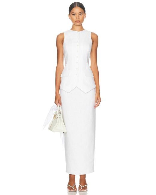 Helsa White Linen Button Tunic