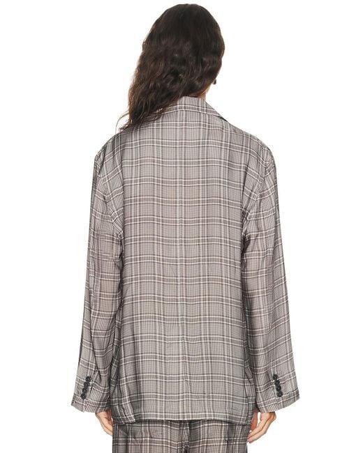 Acne Gray Junida Check Fluid Suit Jacket