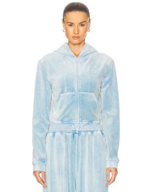 Alexander Wang Blue Shrunken Zip Up Jacket