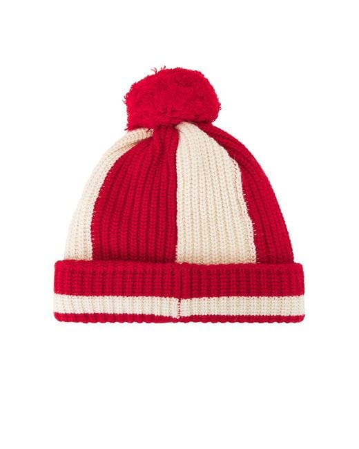 Charles Jeffrey Red Pompom Beanie for men