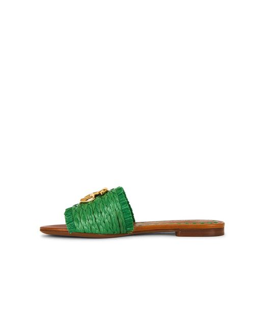 Dolce & Gabbana Green Raffia Flat Slide