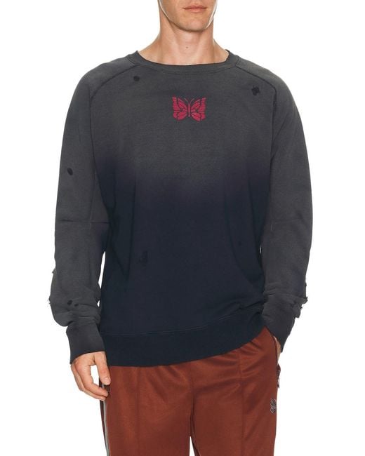 Needles Blue Deconstructed Sweat Shirt for men