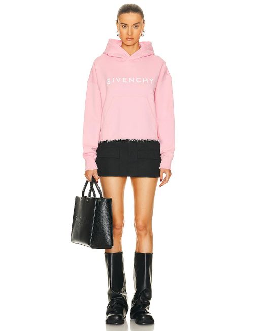 Givenchy Pink Cropped Hoodie Sweatshirt