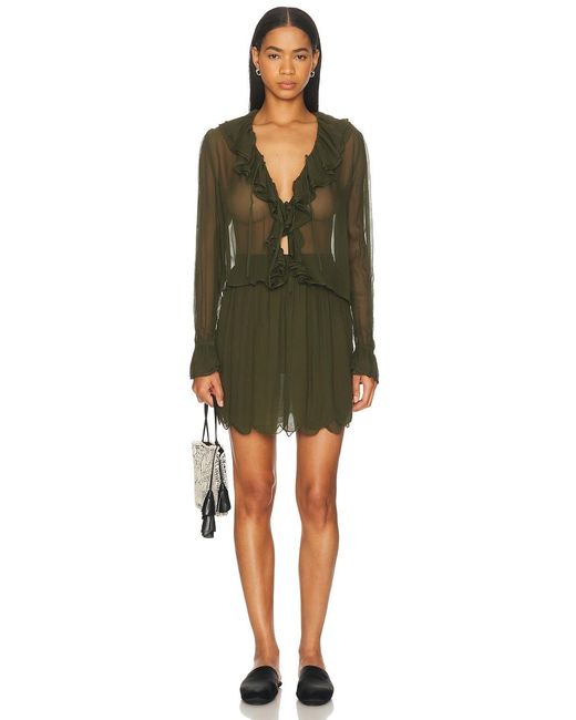Bode Green Flounce Blouse