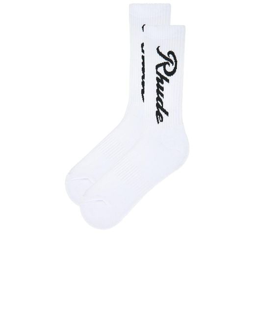 Rhude White Destinado Script Socks for men