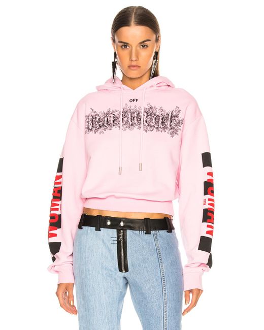 Off-White c/o Virgil Abloh Pink Taxi Cropped Hoodie