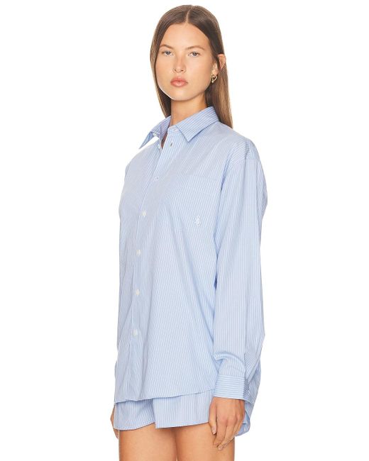 Sporty & Rich Blue Oversized Button Down Top