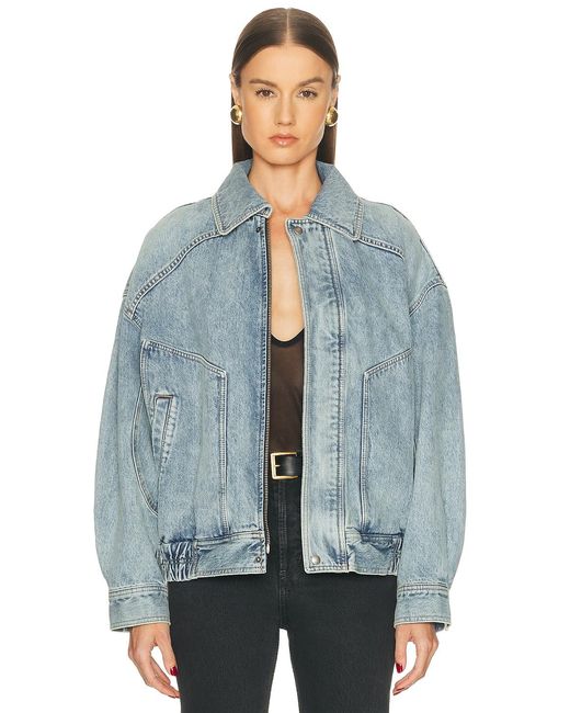Saint Laurent Blue Denim Bomber Jacket