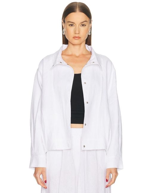 AEXAE White Linen Bomber Jacket
