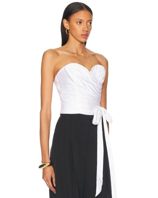 Alexandre Vauthier White Satin Strapless Top