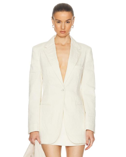 Brandon Maxwell White The Jemma Notched Lapel Jacket With Fitted Waist