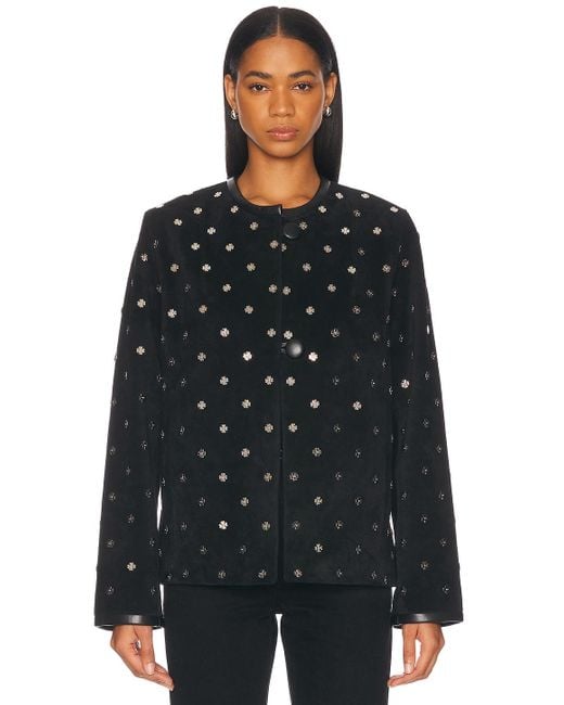 Bode Black Clover Charm Suede Jacket