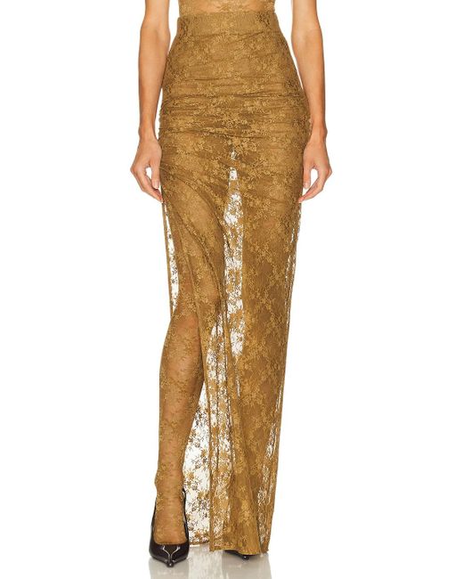 Alex Perry Metallic Tucked Column Skirt