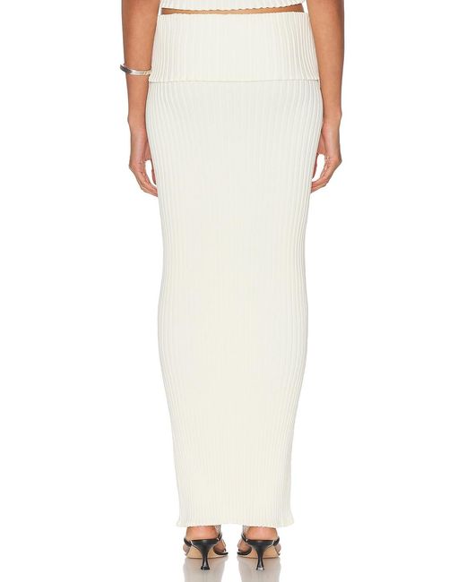 SAME White Ribbed Knit Maxi Skirt