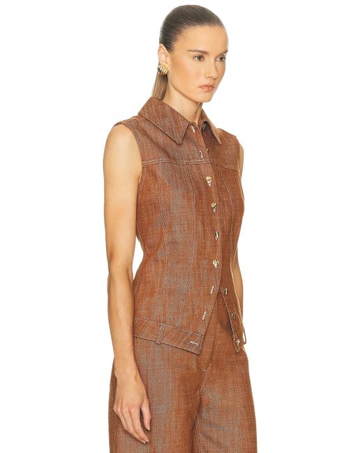 Matthew Bruch Brown Collared Button Down Vest