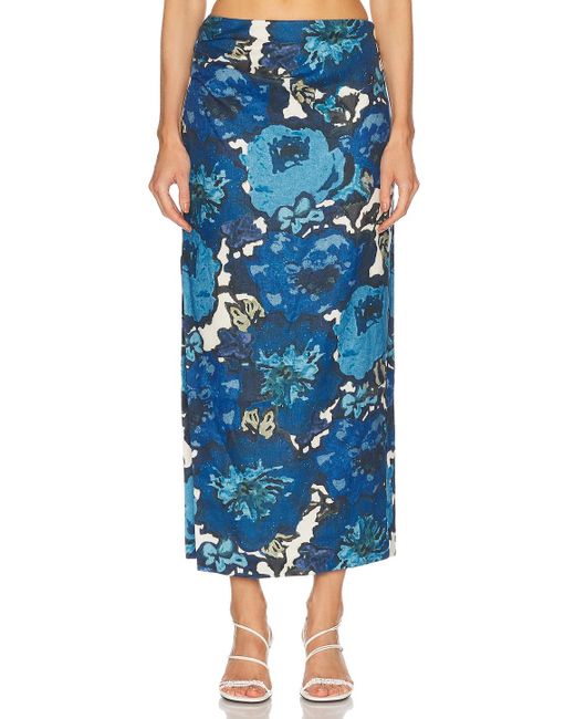 Sir Blue Camellia Midi Skirt