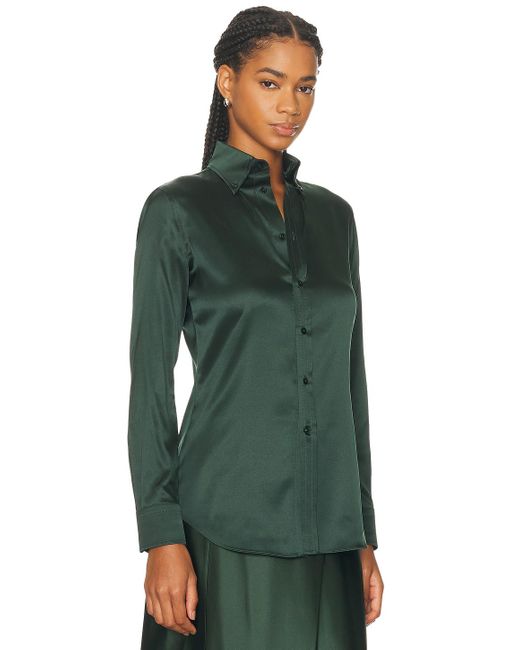 Ralph Lauren Green Cameron Straight Fit Silk Shirt