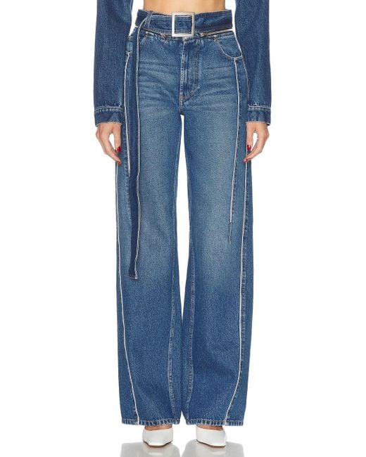 Jean Paul Gaultier Blue Zip Belt Selvege Detail Wide Leg Jeans