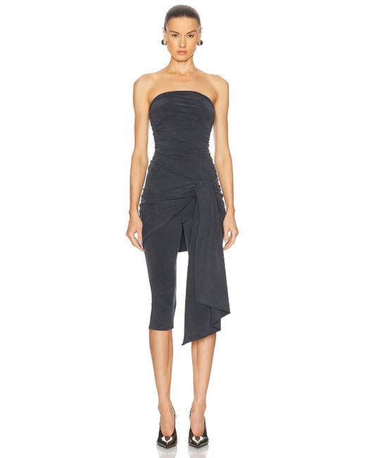 Alexander Wang Blue Prestyled Strapless Wrap Catsuit