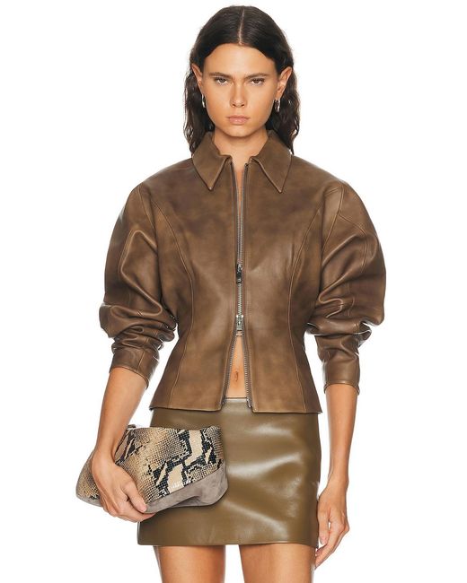 The Sei Brown Fitted Leather Jacket