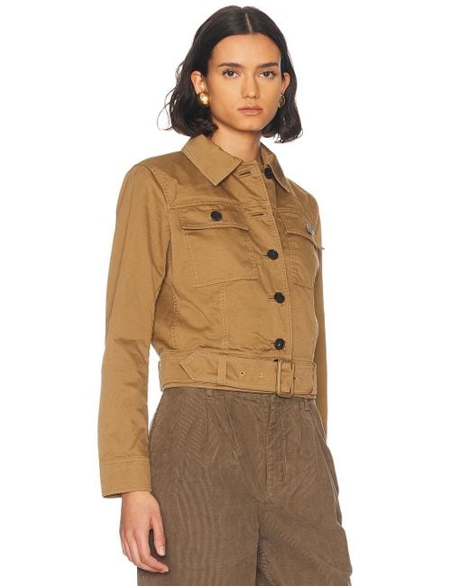 Saint Laurent Brown Cropped Belted Jacket