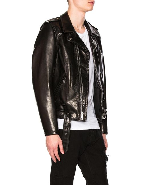Schott Nyc Black Pebbled Moto Jacket for men