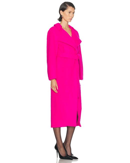 LAPOINTE Pink Fuzzy Coating Belted Coat