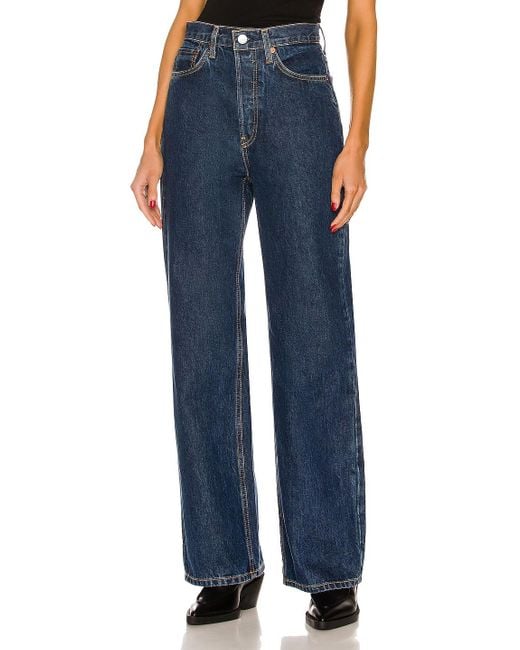 RE DONE Originals 70 s Ultra High Rise Wide Leg in Blue Lyst
