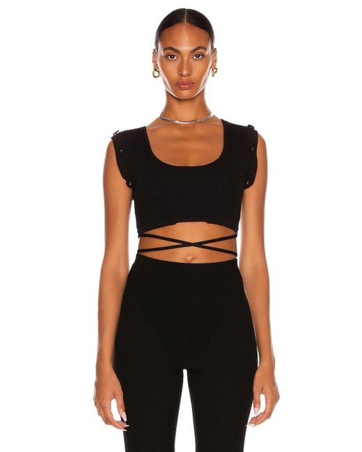 Long Sleeve Knit Tie Crop Top 