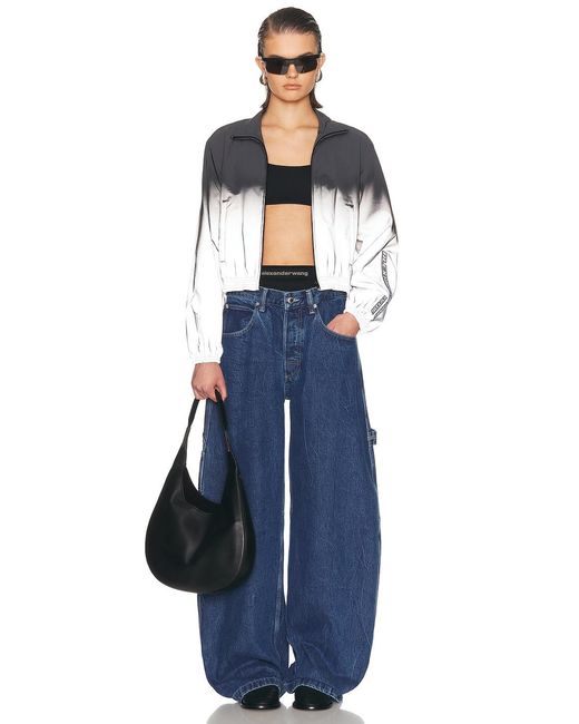 Alexander Wang Blue Reflective Shrunken Track Jacket