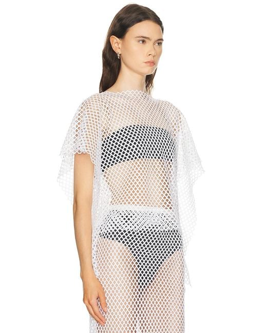 SEV White Sequin Mesh Top
