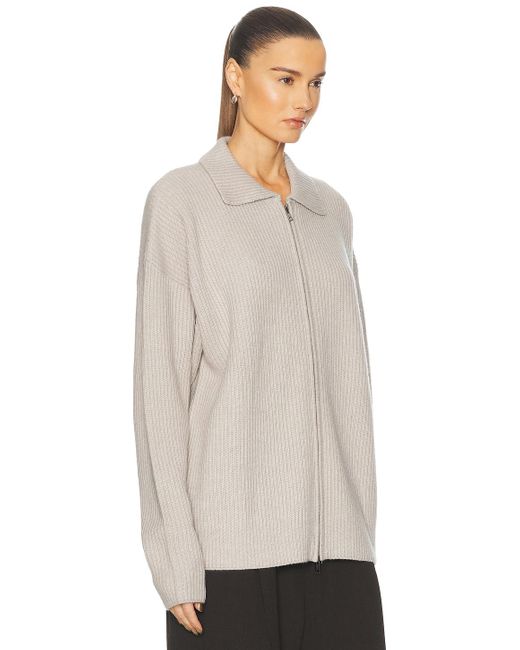 AYA MUSE Natural Cashmere Collared Zip Up