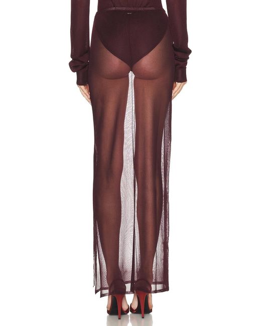 SAME Red Ruched Knit Maxi Skirt