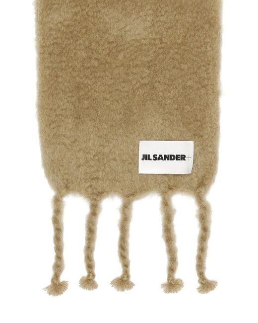 Jil Sander Green Logo Plain Scarf