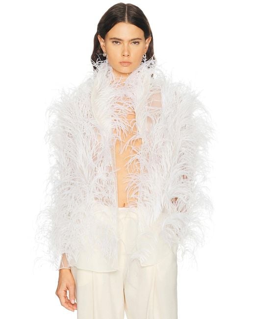 LAPOINTE White Marbled Feathers Jacket