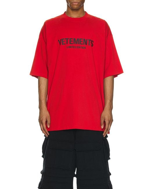 Vetements Red Limited Edition Logo T-shirt for men