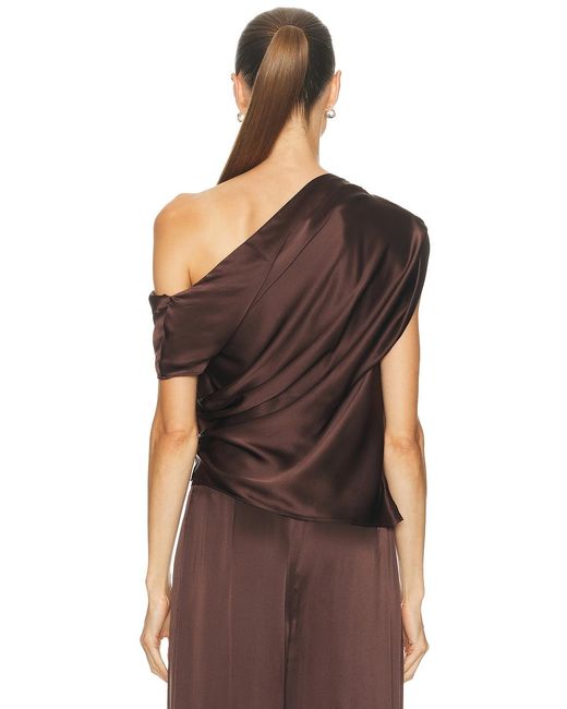 The Sei Brown Asymmetrical Drape Top
