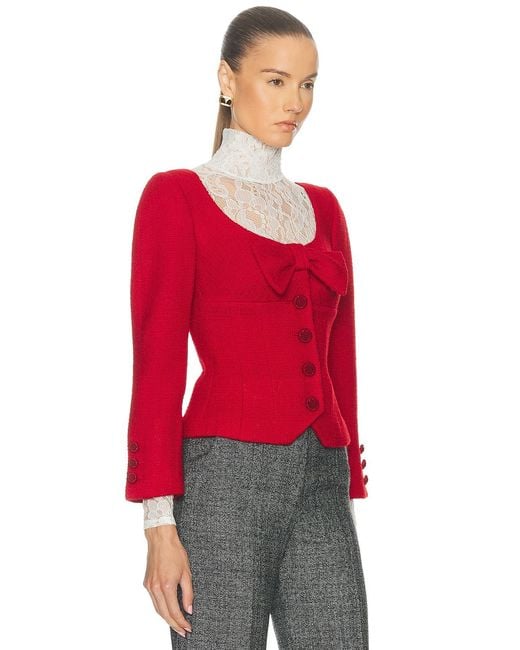 Valentino Red Plain Wool Tweed Jacket
