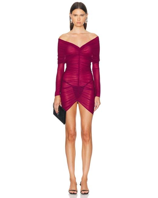 Atlein Red Ruched Mini Dress