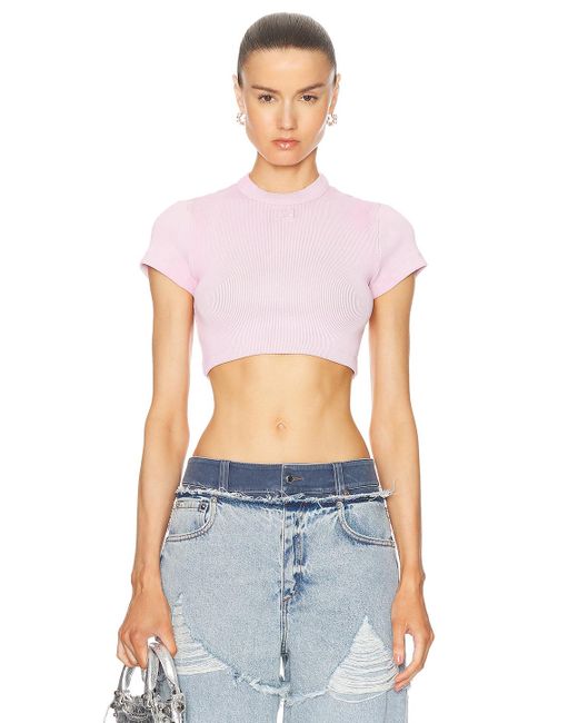 Alexander Wang White Cropped Short Sleeve Top