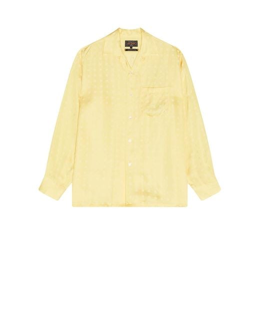 Beams Plus Yellow Open Collar Cupro Dot Pattern for men