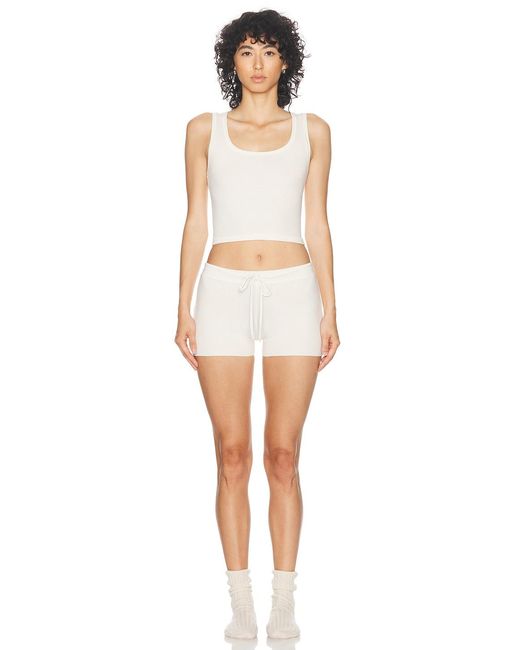 ÉTERNE White Square Neck Tank Top