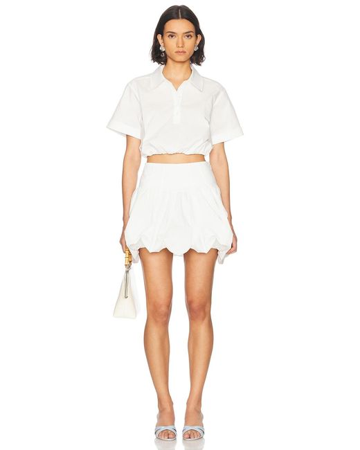 Jonathan Simkhai White Pippa Bubble Mini Skirt